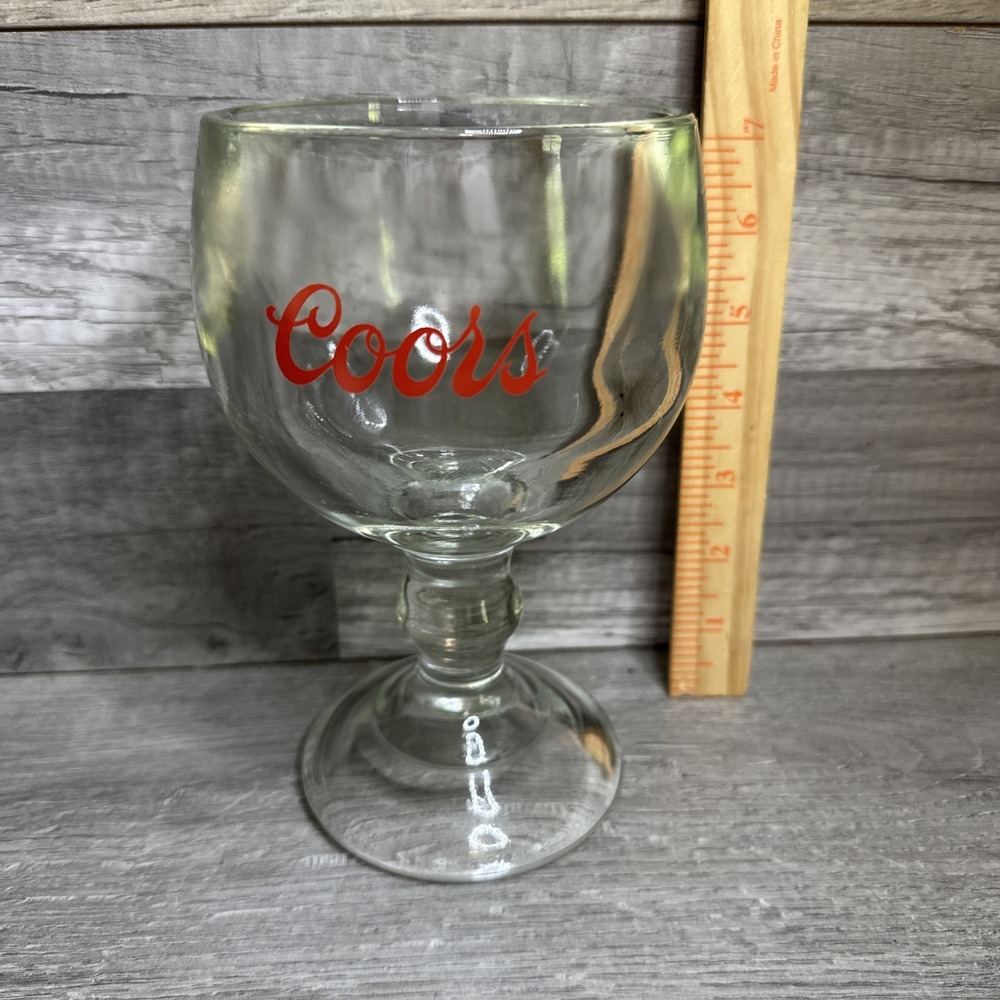 Coors‎ Beer Glass Goblet Very Heavy Thick Glass Vintage USA Breweriana Colorado